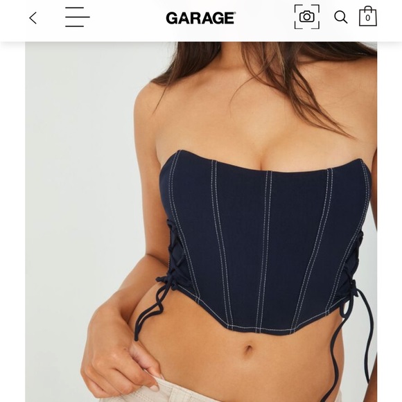 Navy Blue Corset Top - Picture 4 of 8